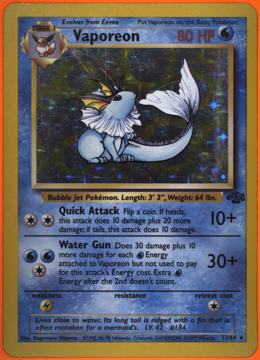 1999 vaporeon pokemon card Lugia EX #134 EXTENDED ART – Raycardza