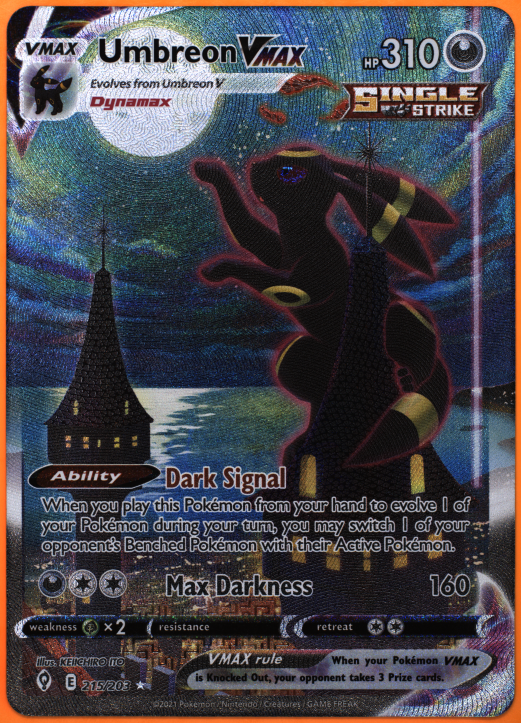 umbreon pokemon card 2021 Pokemon Umbreon VMAX Evolving Skies Secret Rare Alt Art 215 MINT – Rarity  Rack